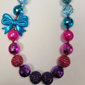 Girls Bubble Chunky Bead Necklace - Adorable Bow